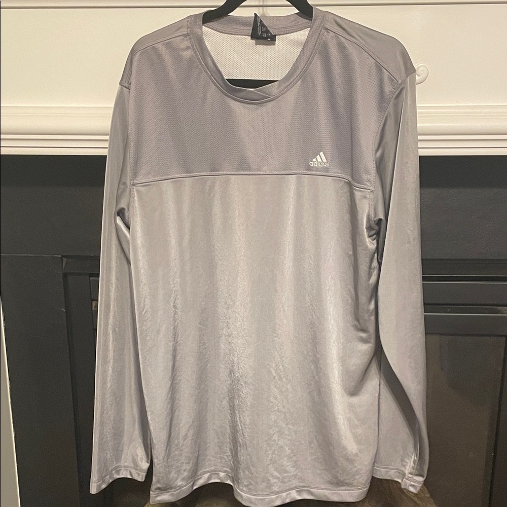 Adidas Men's Silver Long Sleeve Tee